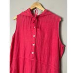 Sunbelt 100% Linen Pink Hoodie Dress Size Large Coastal Lagenlook Beachy Button Photo 1