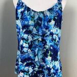 White House | Black Market  Blue Abstract Ruffle Tank Top Sleeveless Blouse XL Photo 0