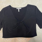 BCBGeneration  Black V-Neck Crop Top Photo 0