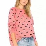 Wildfox Lip Service Lip Print Sweatshirt Size XS All Over Lip Graphic Print Photo 0