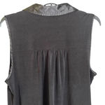 Dress Barn Black Satin Trim Sleeveless Button-Down Blouse Tie Front XL Photo 3