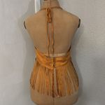 SheIn Suedette Fringed Backless Halter Crop Top S Cowgirl Festival Western Boho Photo 1