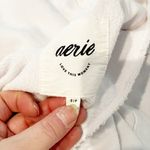 Aerie Barefoot V Neck Oversized Hoodie Sweatshirt White Small Photo 2