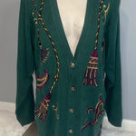Vintage Casual Corner hunter green embroidered v Photo 0