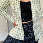 ZARA  Woman Textured Double-breasted Blazer Christmas Jacket Ecru Green Size M Photo 0