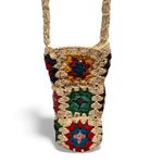 None Crocheted Multicolor Crossbody Bottle Holder Cotton Bag Photo 2