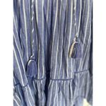 Free People Lola Boho Striped Tiered Dress Chambray Blue Embroidered Lagenlook Photo 12