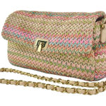 JustFab  Women's Multicolor Rainbow Striped Raffia Crossbody Shoulder Handbag OS Photo 0