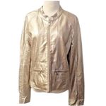Cavalini Jacket Women's Sz Large Champagne Metallic Faux Leather Y2K Futuristic Photo 1