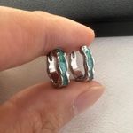 Green Ripple Small Hoop Earrings for Men Women Streetwear Hip Hop Unisex Style Photo 4