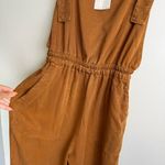ZARA NWT Caramel Overall Jumpsuit Sz Medium Lyocell Relaxed Straight Leg Photo 6