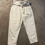 Who What Wear NWT  Jeans Womens 12 Paperbag Ivory High Rise Belted Ankle Pants Photo 0