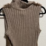 Fenn Wright Manson Womens Knit Faux Fur Vest Sweater Full Zip Brown Size M Photo 5