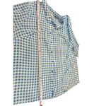 Denim & Co. 3X Blue White Gingham Check Button Front Long Sleeve Top Office Photo 7