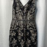 David Meister  vintage embroidered floral metallic sheath dress size 4 party hoco Photo 2