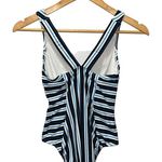 Michael Kors Women's Marine Stripe V-Neck One Pice Swimsuit Size 6 Blue White Photo 3