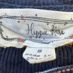 Hippie Rose  Juniors' Striped Lettuce-Edge T-Shirt Baby Tee Navy Small Photo 4