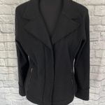 Willi Smith women L 100% wool V-cut coat w/zip pockets black Photo 0