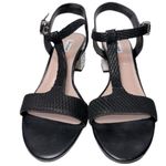Dune London  Womens Size 41 9.5 Black Snakeskin Maddie Crystal Block Heel Sandals Photo 4