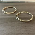Satin & Polished Hold Double Hoop Earrings Gold Photo 1