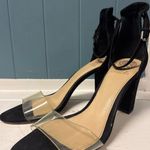 Vince Camuto  Black Suede Clear Strap Ankle Buckle Heel Party Evening Sandal Photo 0