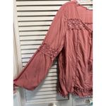 Maurice's Long Flare Sleeve Crochet Tie Neck Shirt Size Small High/Low Clay Color Photo 3