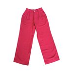 ONIA NWT Air Linen Pleated Trousers Size 2 | Dark Red Wide Leg High Rise Pants Photo 2