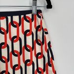Banana Republic silk chain link print mini skirt navy blue & orange Photo 11