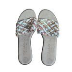 Italian Shoemakers Woven Wedge Sandals 8.5 Multi-Color Raffia Espadrille Slides Photo 1