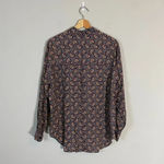Liz Sport Vintage Women's Sz Small Long Sleeve Button Up Paisley Navy Blouse Top Photo 1