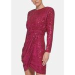 Eliza J  Hot Pink Sequin Long‎ Sleeve Mini Dress Formal Cocktail Party Size 6 New Photo 4