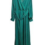 Ricarica women's Emerald Green Striped Maxi formal Dress Long Sleeve Size 2X Photo 0