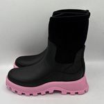 Hunter Women's Black Pink Fizz City Explorer Short Boots Size 6 Neoprene Photo 0