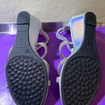 New York Transit  Baguette Wedge Sandal, Holographic Silver Bridal Evening Shoes Photo 8