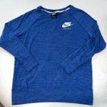 Nike Women Blue Marl Vintage Gym Crew Sweater Jumper Sweatshirt Pullover Size L Photo 1