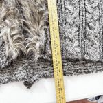 XOXO  Women's Gray Cable Knit Faux Fur Trim Open Front Cardigan Sweater M Photo 4
