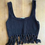 Vestique  Black Fringe Crop Top Photo 0