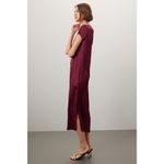 Madewell Mulberry Wine Oversized Short-Sleeve Slip Midi Dress Plissé Size XS Photo 1