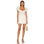 For Love & Lemons Becca White Eyelet Puff Sleeve Mini Dress XL NWT Photo 13