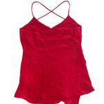 ZARA Tank Top Womens Small Red Strappy Back V Neck Satin Layered Asymmetrical Photo 1