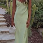 ZARA  maxi slip satin sage green strappy bodycon dress boho wedding summer  Photo 2