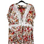 Torrid Babydoll Crinkle Gauze Crochet Inset Lace-up Top in White Floral Photo 1