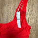 J.Crew  Bright Red Heritage Scoopneck Bikini Top 90s Medium Swimsuit Resortwear Photo 3