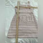 Loft NWT‎  Pink Cream Gold Metallic Striped Tweed Sleeveless Dress Size 2 Photo 3