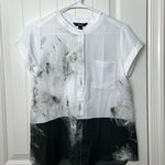 Simply Vera, Vera Wang NWOT Simply Vera Verawang women’s black white cuffed sleeve artistic pattern top Photo 0