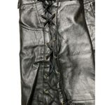 Black Side Laced Mini Leather Skirt size Medium Photo 2
