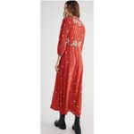 Free People Embroidered Fable Midi Rock N' Roll Red Dress Size XS Photo 6