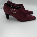 Bandolino  Burgundy Suede Square Toe Ankle Booties Buckle Womens 6.5M Western Photo 10