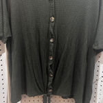 Avenue Olive Green Waffle Knit Button Front Tie Waist Top Plus Size 18 20 Photo 0