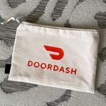 DoorDash Cream Canvas Zip Pouch 8.5”x6” NEW Red Photo 0